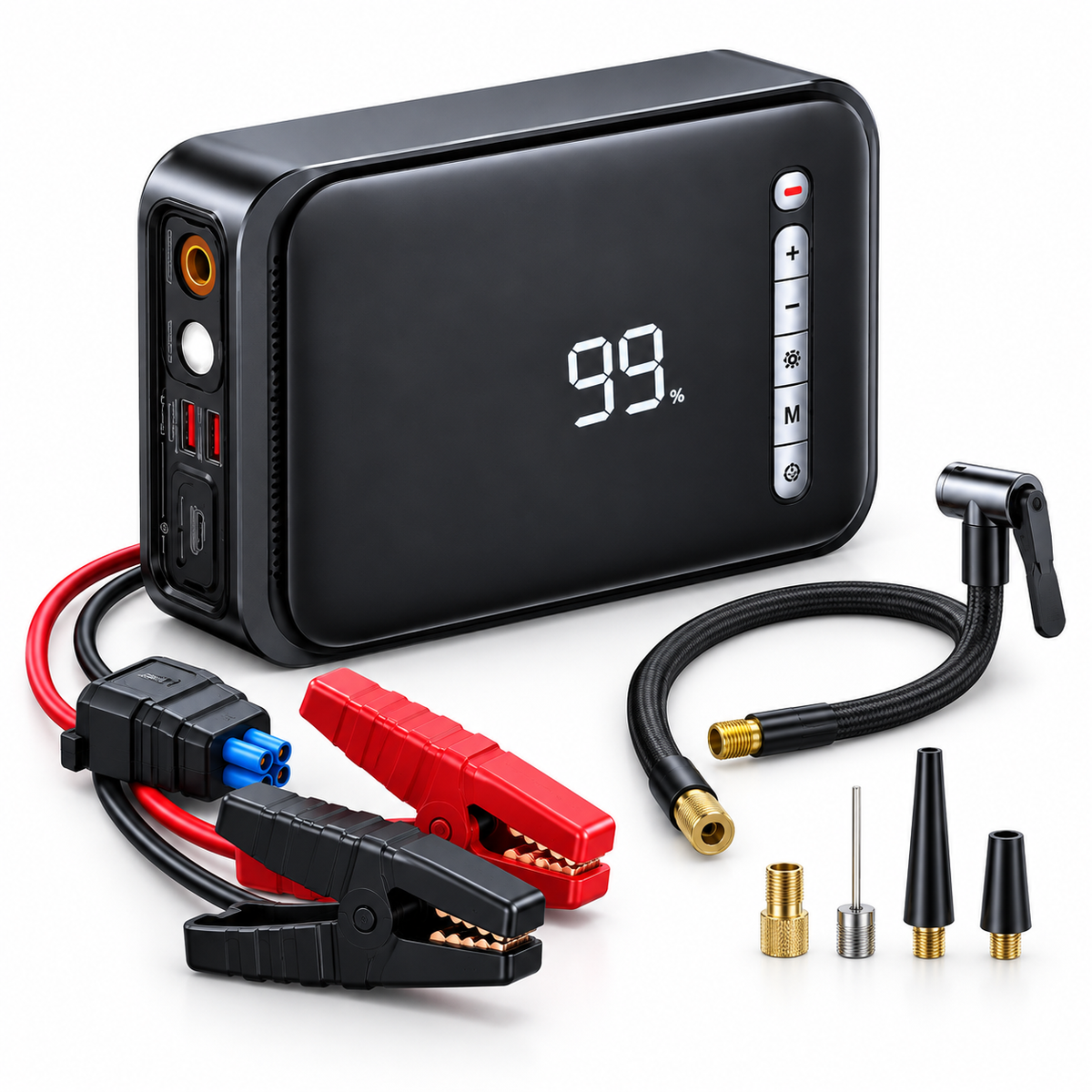 Kit di emergenza auto 4 in 1 con avviatore e compressore