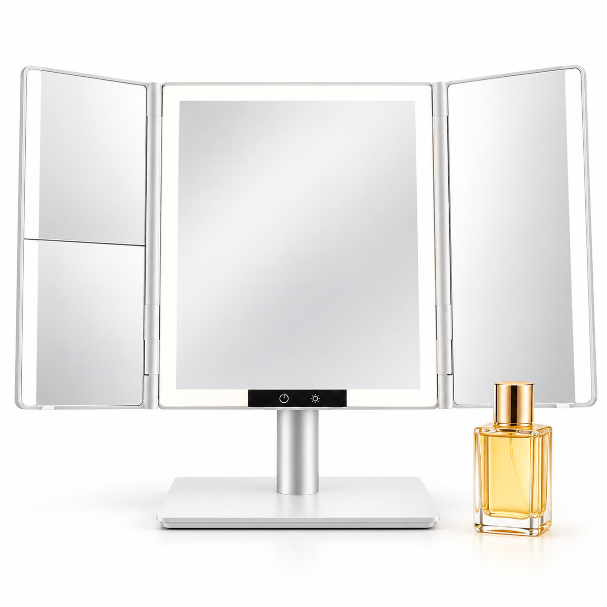 Specchio da trucco LED a tre ante con luce regolabile