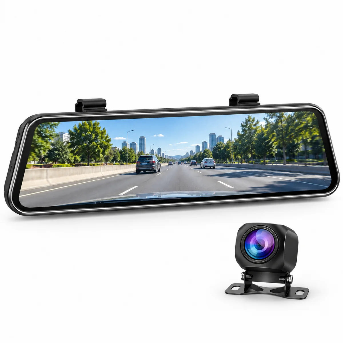 Specchietto retrovisore digitale con doppia dash cam